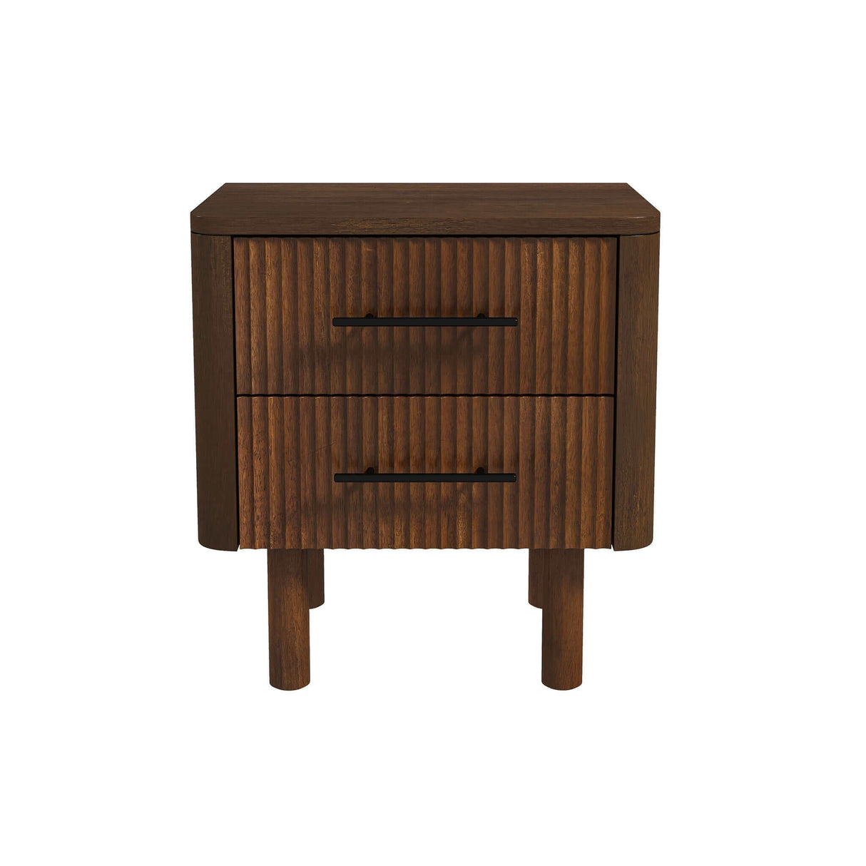 Logan Mid Century Modern Walnut Nightstand Bed Side Tables With 2 Drawers by Ashcroft Furniture at Eve Furniture
