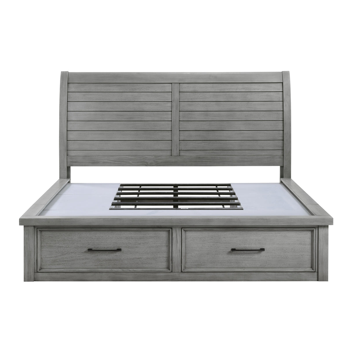 Logandale Antique Gray King Sleigh Storage Platform Bed by Homelegance at Eve Furniture