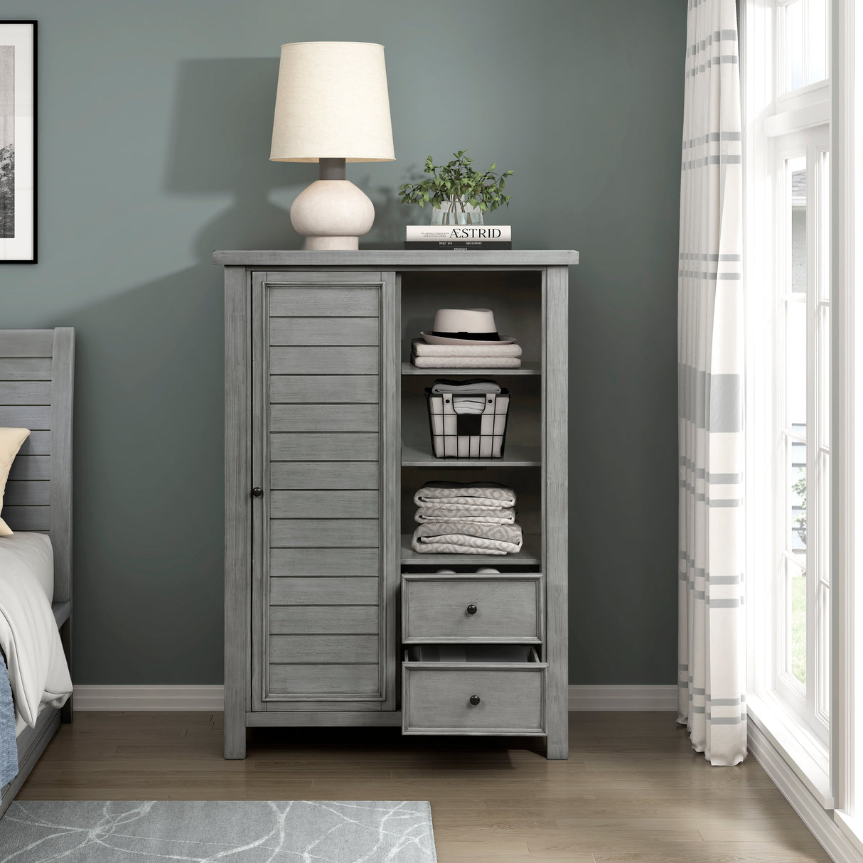 Logandale Antique Gray Wardrobe Chest by Homelegance at Eve Furniture