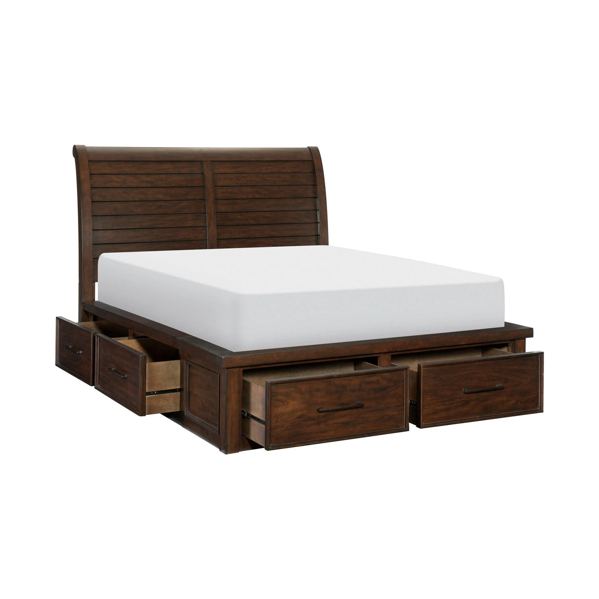 Logandale Brown King Sleigh Storage Platform Bed by Homelegance at Eve Furniture