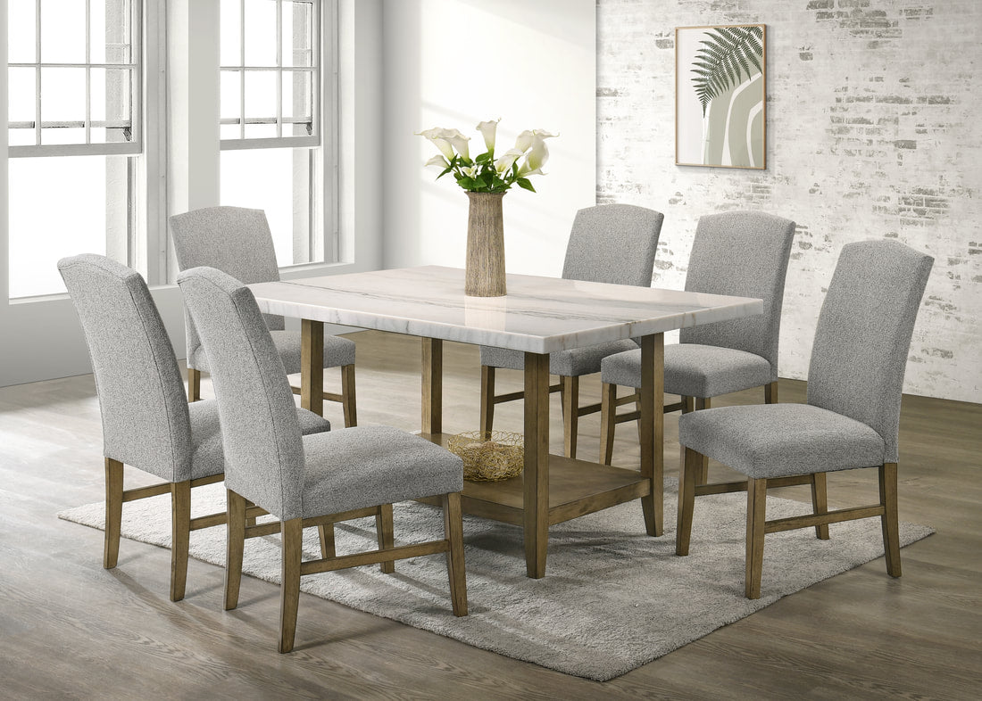 Lola Brown Genuine Marble 7-Piece Dining Set by Happy Homes at Eve Furniture