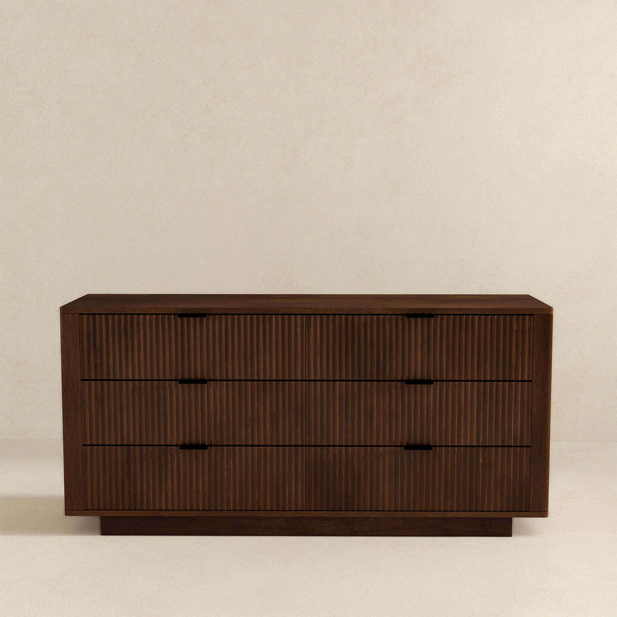 Lola Mid Century Modern Walnut Dresser With 6 Drawers by Ashcroft Furniture at Eve Furniture
