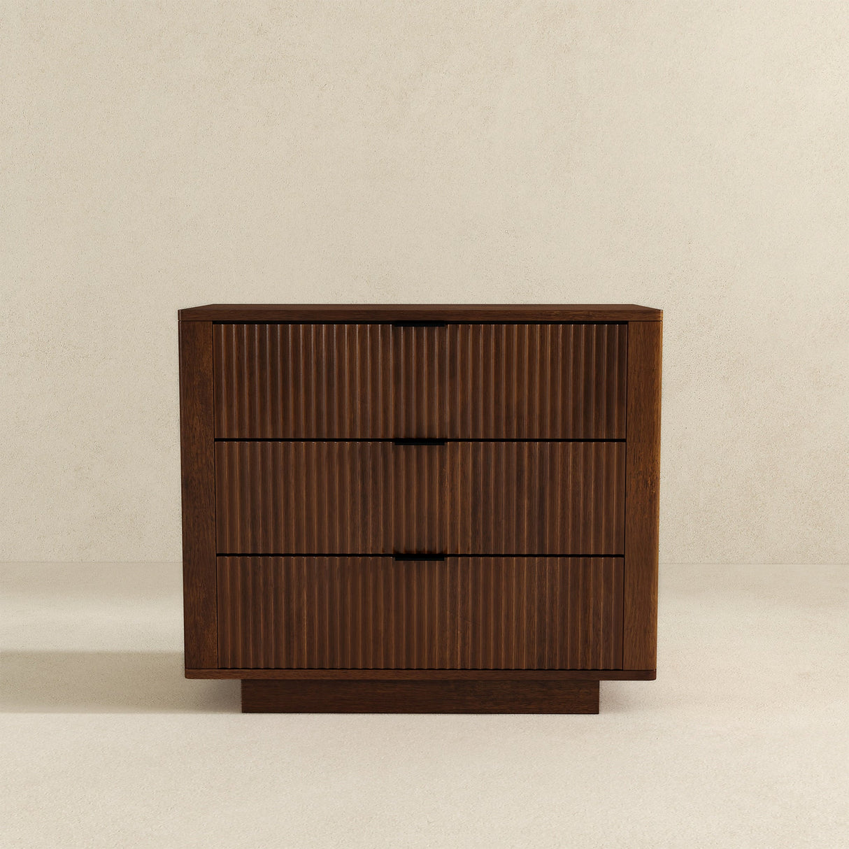 Lola Walnut Nightstand 3-Drawer by Ashcroft Furniture at Eve Furniture