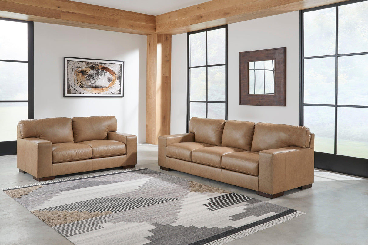 Lombardia Tumbleweed Leather Living Room Set by Ashley at Eve Furniture