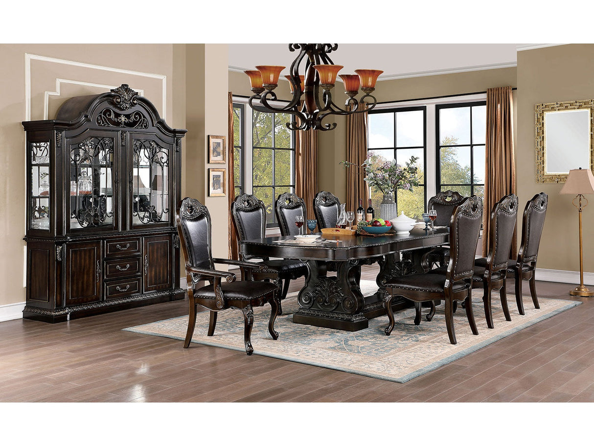 Lombardy Walnut/Dark Brown 9 Pc. Dining Room Set by Furniture of America at Eve Furniture