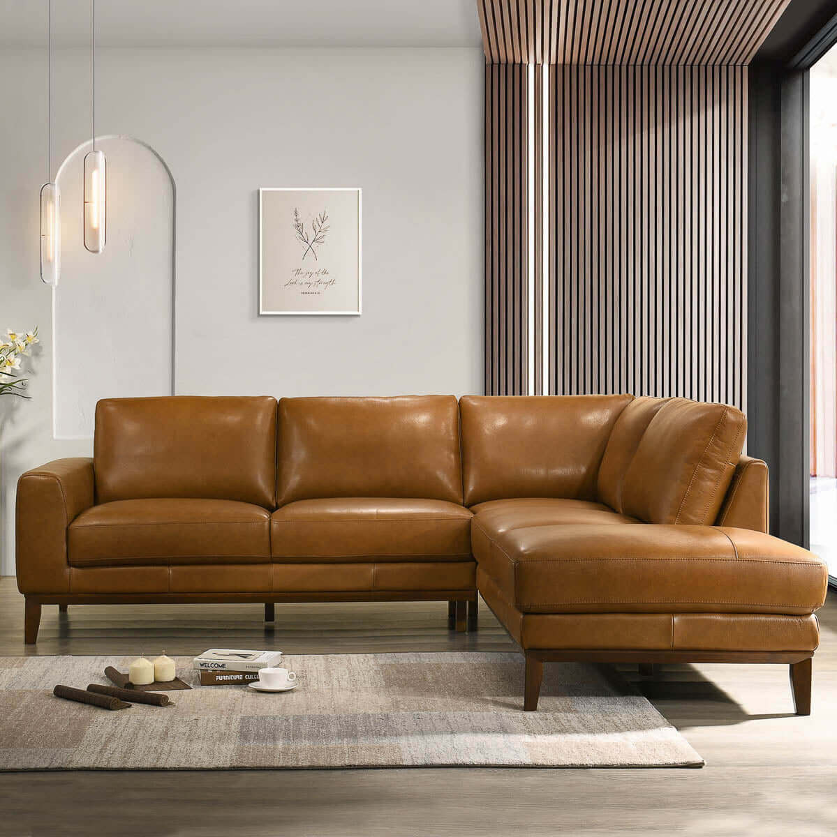 London Leather Sectional Sofa Right Facing by Ashcroft Furniture at Eve Furniture