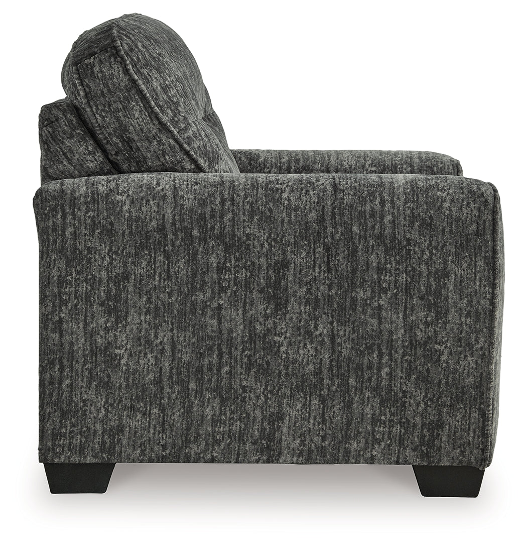 Lonoke Chair and Ottoman in Gunmetal by Ashley at Eve Furniture