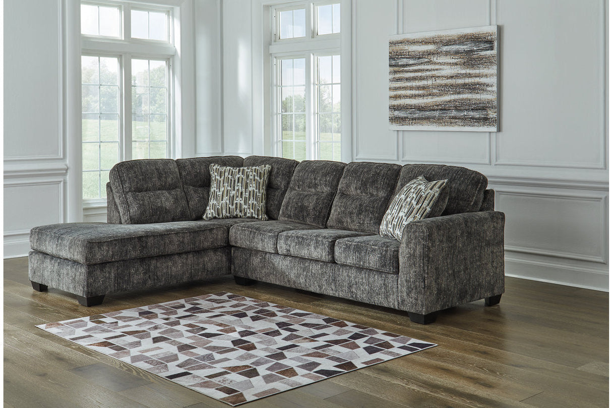 Lonoke Gunmetal 2-Piece Sectional with LAF Chaise by Ashley at Eve Furniture
