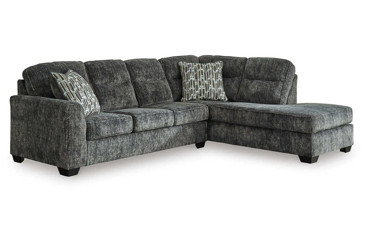 Lonoke Gunmetal 2-Piece Sectional with RAF Chaise by Ashley at Eve Furniture
