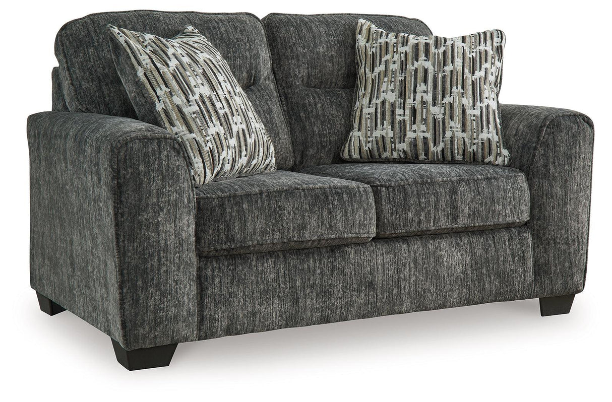 Lonoke Gunmetal Loveseat by Ashley at Eve Furniture