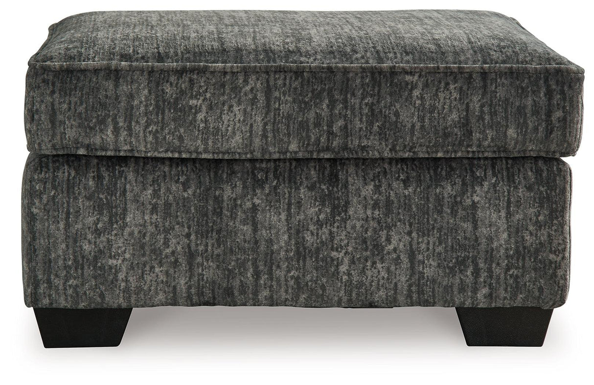 Lonoke Gunmetal Ottoman by Ashley at Eve Furniture