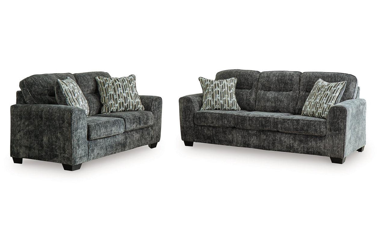 Lonoke Gunmetal Sofa and Loveseat by Ashley at Eve Furniture