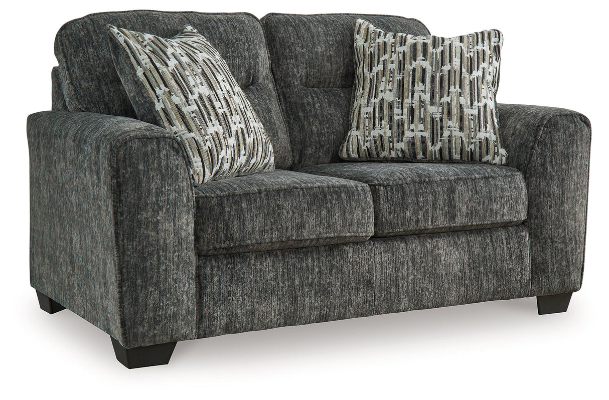 Lonoke Gunmetal Sofa, Loveseat and Oversized Chair by Ashley at Eve Furniture