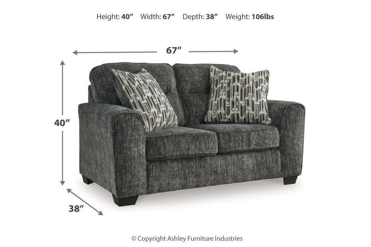 Lonoke Gunmetal Sofa, Loveseat, Oversized Chair and Ottoman by Ashley at Eve Furniture