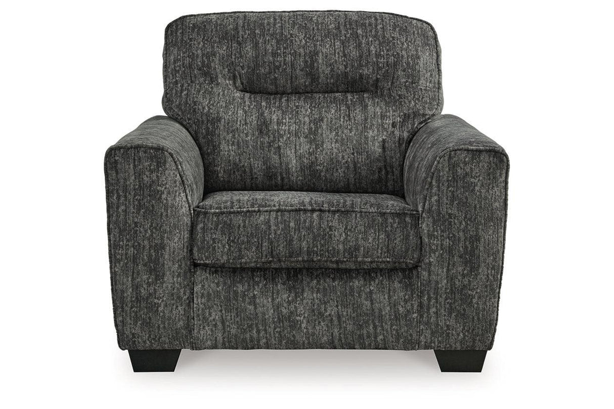Lonoke Gunmetal Sofa, Loveseat, Oversized Chair and Ottoman by Ashley at Eve Furniture