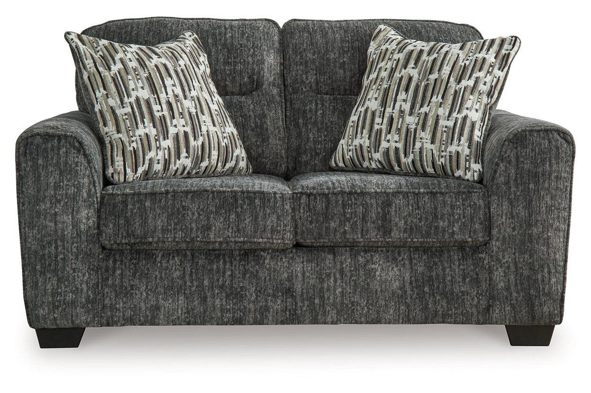 Lonoke Gunmetal Sofa, Loveseat, Oversized Chair and Ottoman by Ashley at Eve Furniture