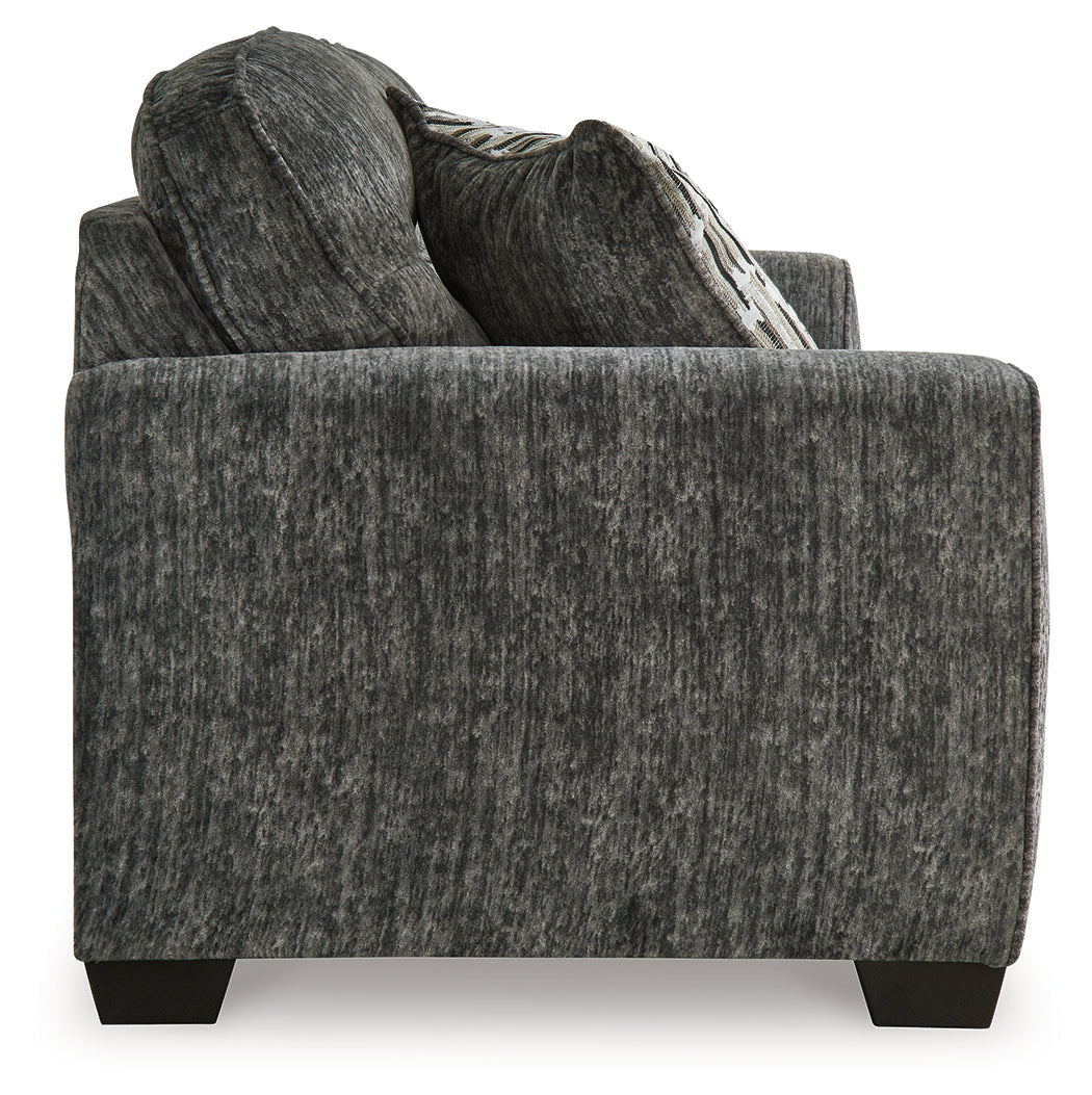 Lonoke Gunmetal Sofa, Loveseat and Oversized Chair by Ashley at Eve Furniture