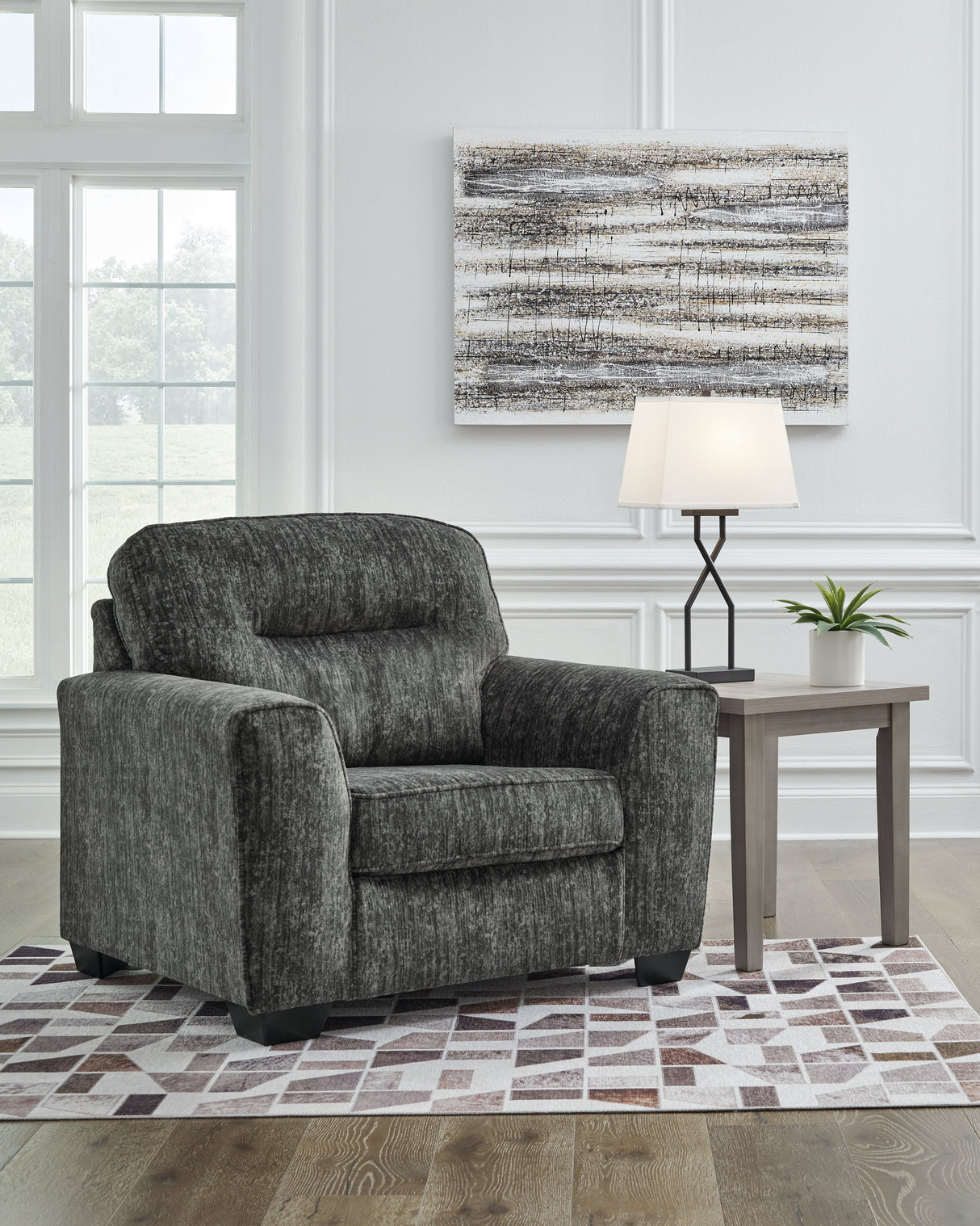 Lonoke Gunmetal Sofa, Loveseat and Oversized Chair by Ashley at Eve Furniture