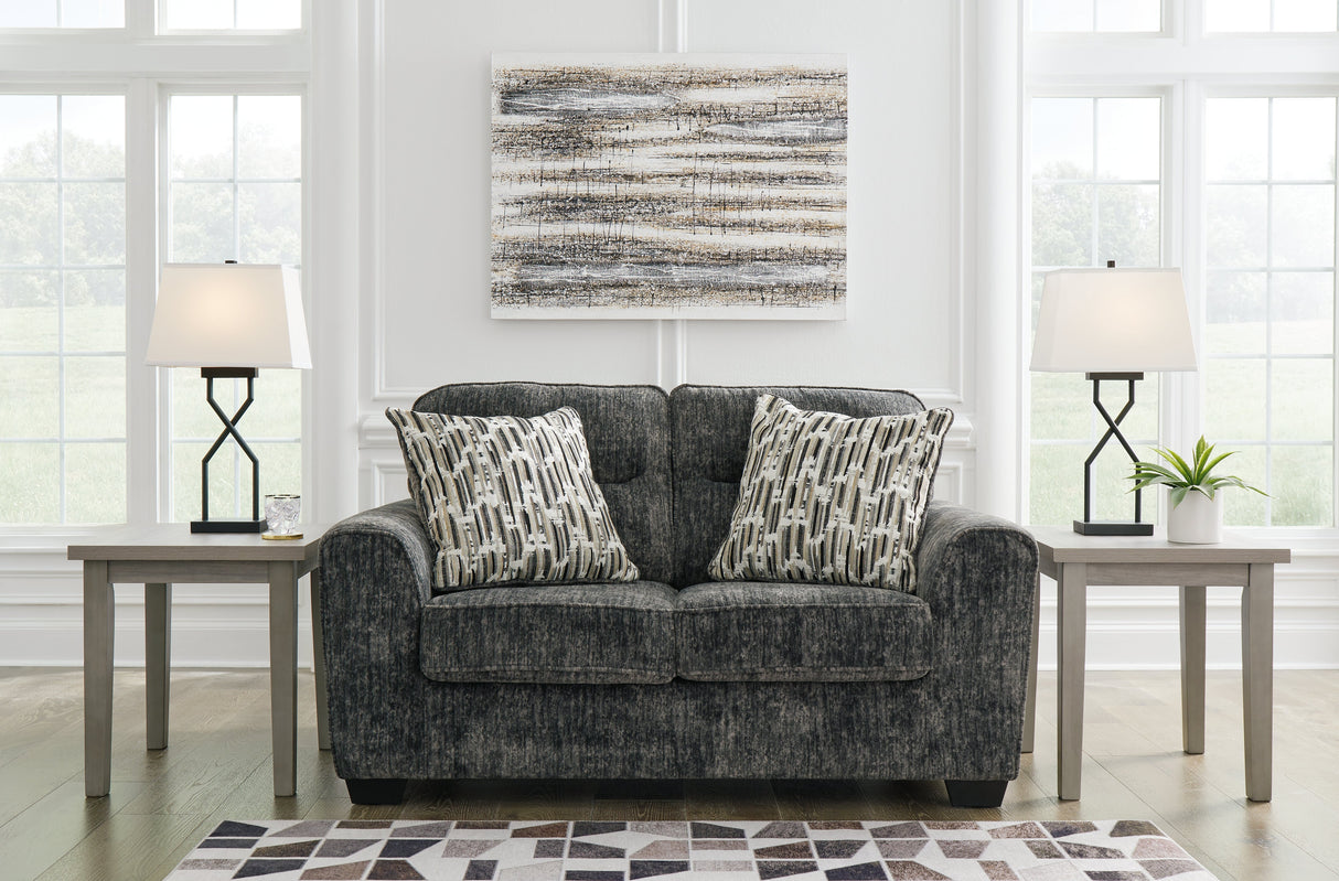 Lonoke Gunmetal Sofa, Loveseat and Oversized Chair by Ashley at Eve Furniture