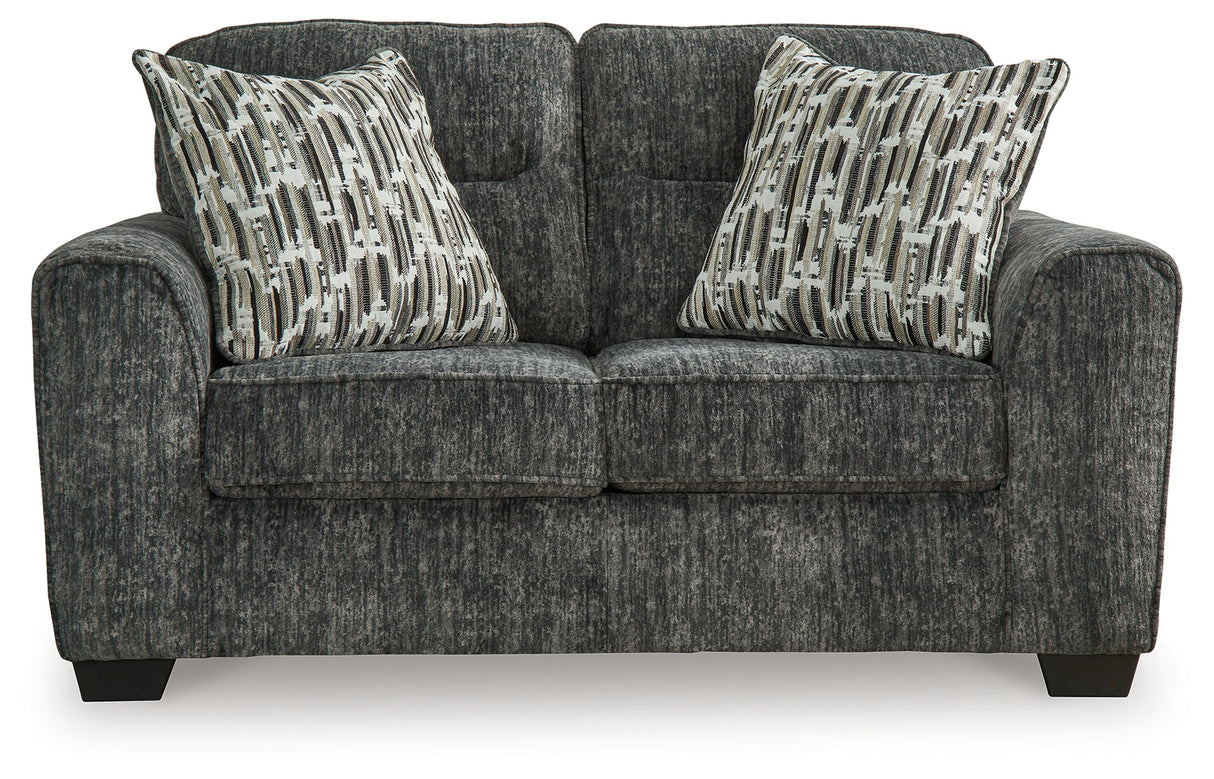Lonoke Gunmetal Sofa, Loveseat and Oversized Chair by Ashley at Eve Furniture