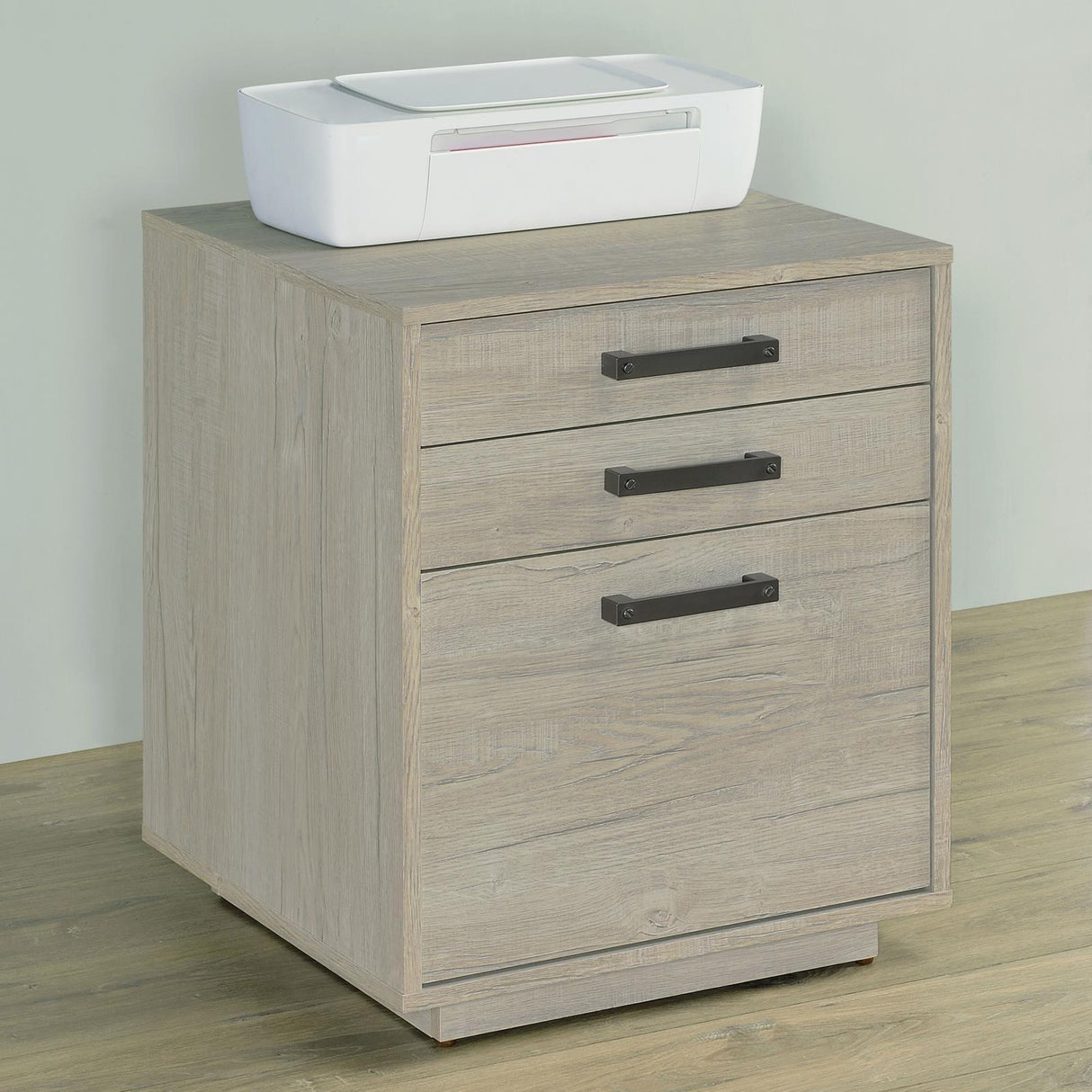 Loomis Whitewashed Gray 3-Drawer Square File Cabinet by Coaster at Eve Furniture