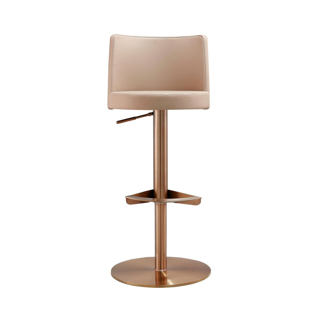 Loosha Cafe Au Lait Performance Vegan Leather and Rose Gold Adjustable Stool by TOV Furniture at Eve Furniture