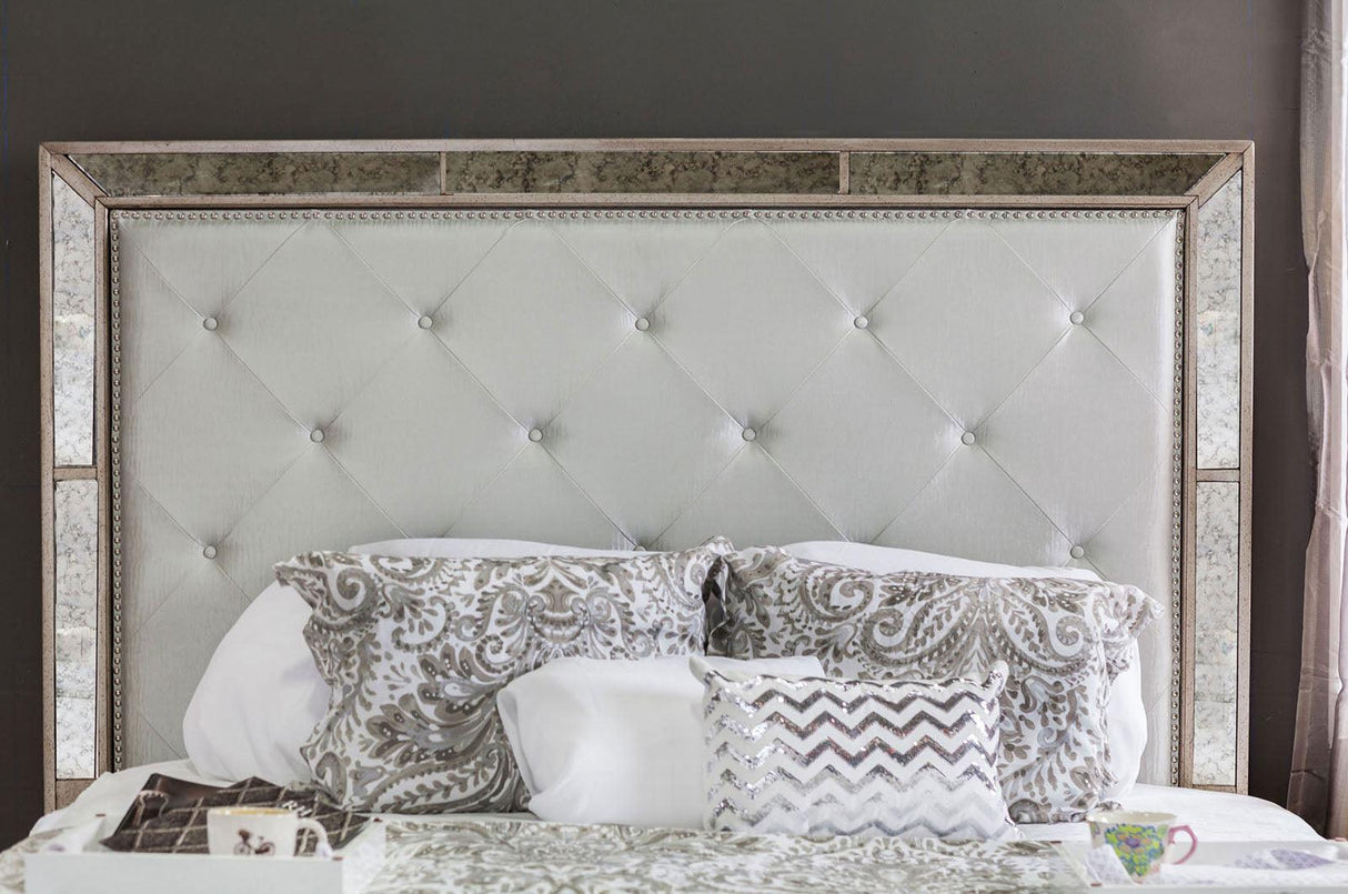 Loraine Champagne Tufted King Panel Bed by Furniture of America at Eve Furniture