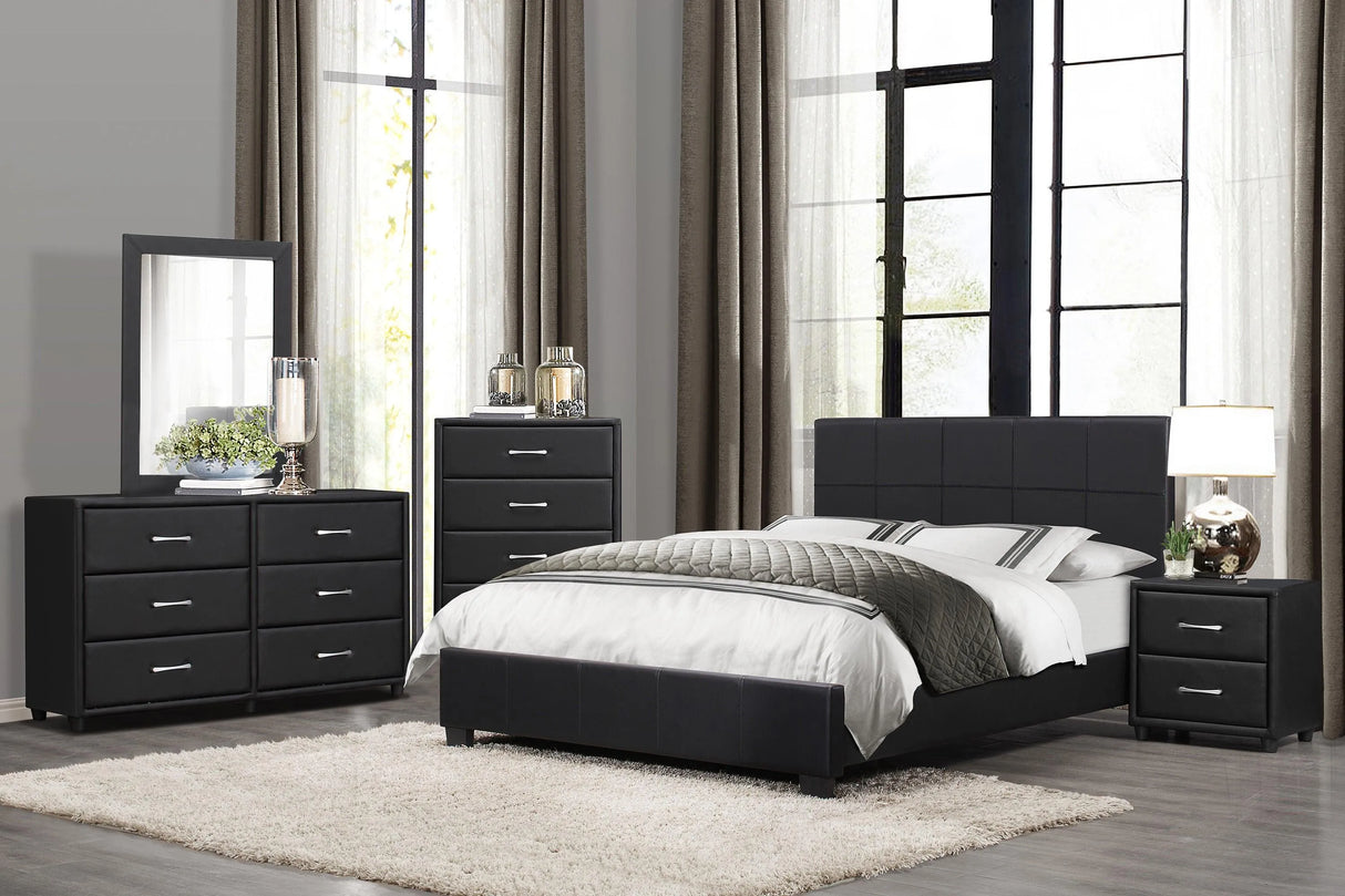Lorenzi Black Full Upholstered Platform Bed by Homelegance at Eve Furniture