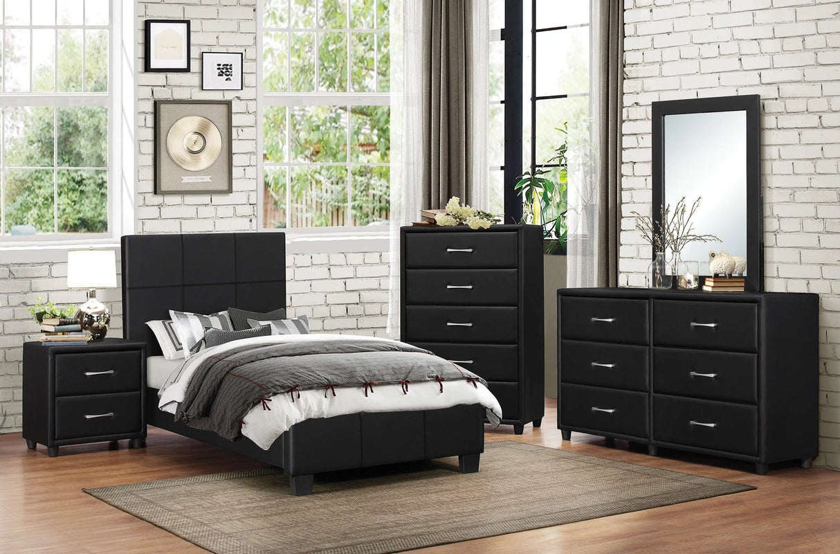 Lorenzi Black Upholstered Platform Youth Bedroom Set by Homelegance at Eve Furniture