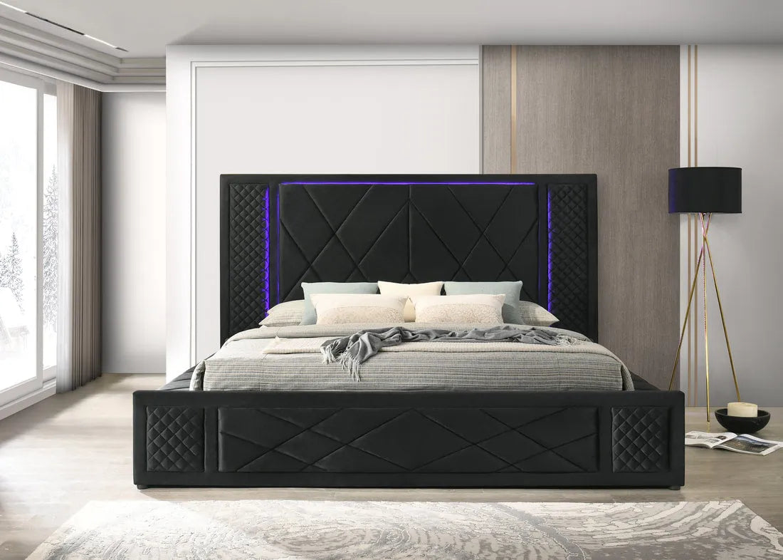 Lorenzo Black Queen Platform Bed by Happy Homes at Eve Furniture