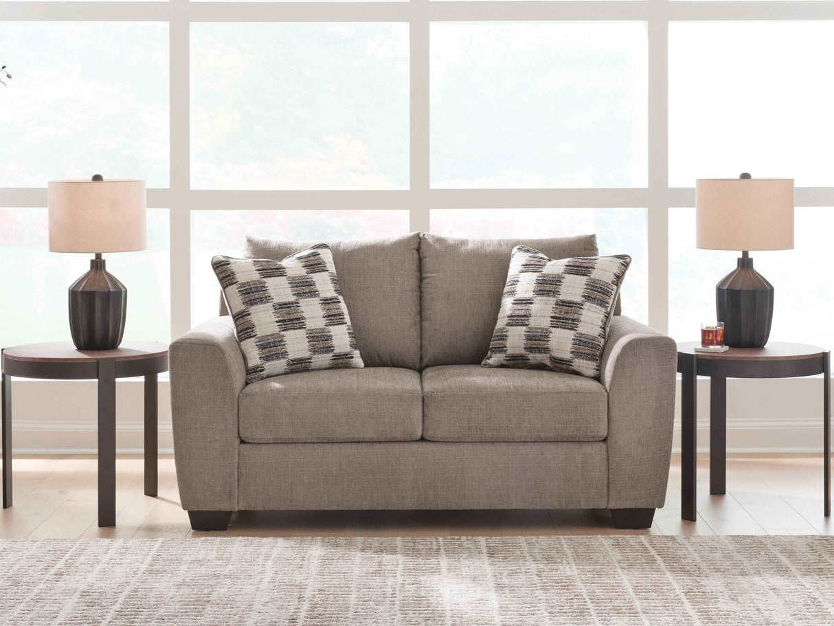 Loreo Truffle Loveseat by Ashley at Eve Furniture