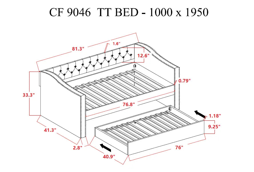 Loretta Gray Twin Daybed by Crown Mark at Eve Furniture