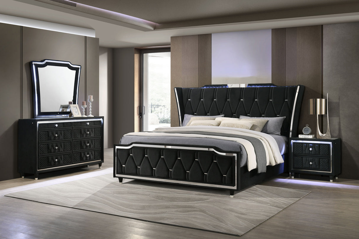 Lorient Black 4-Piece Eastern King Bedroom Set by Coaster at Eve Furniture