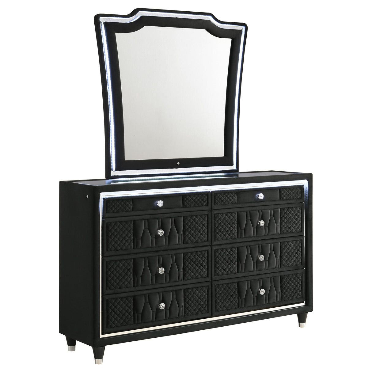 Lorient Black 8-drawer LED Dresser with Mirror by Coaster at Eve Furniture