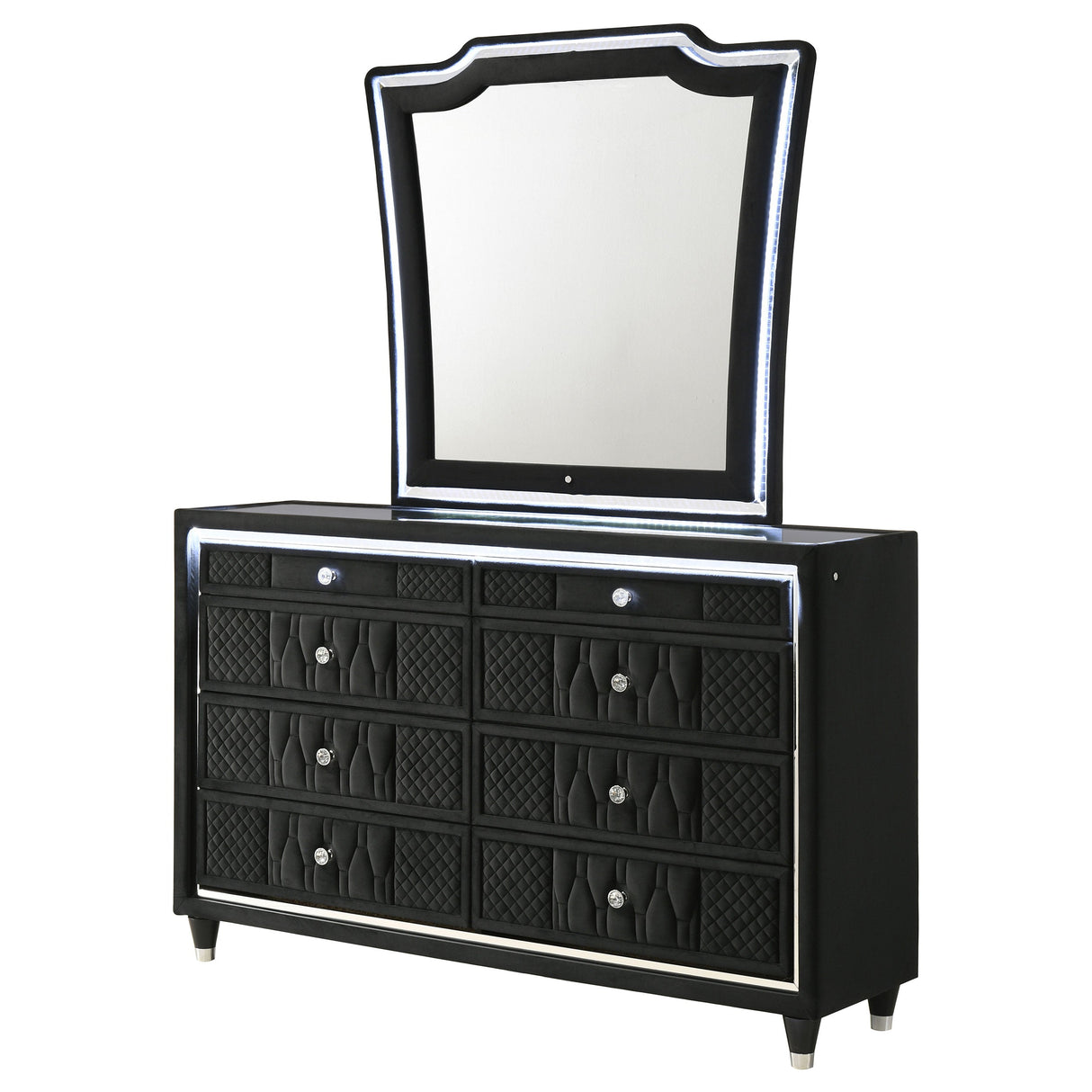 Lorient Black 8-drawer LED Dresser with Mirror by Coaster at Eve Furniture
