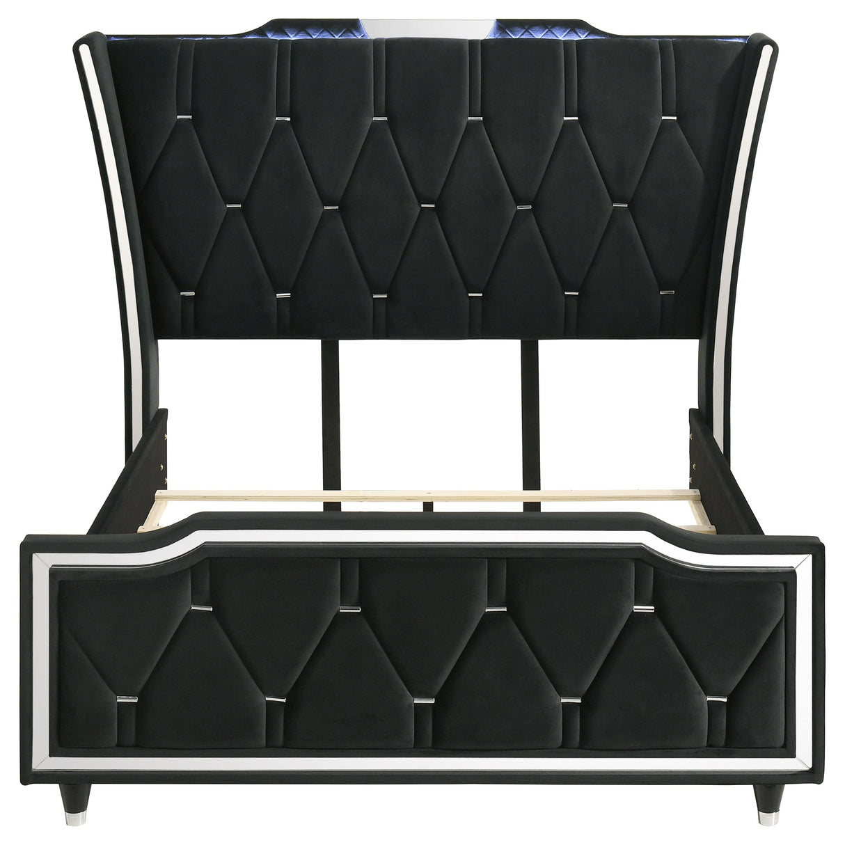 Lorient Black Queen LED Upholstered Wingback Bed by Coaster at Eve Furniture