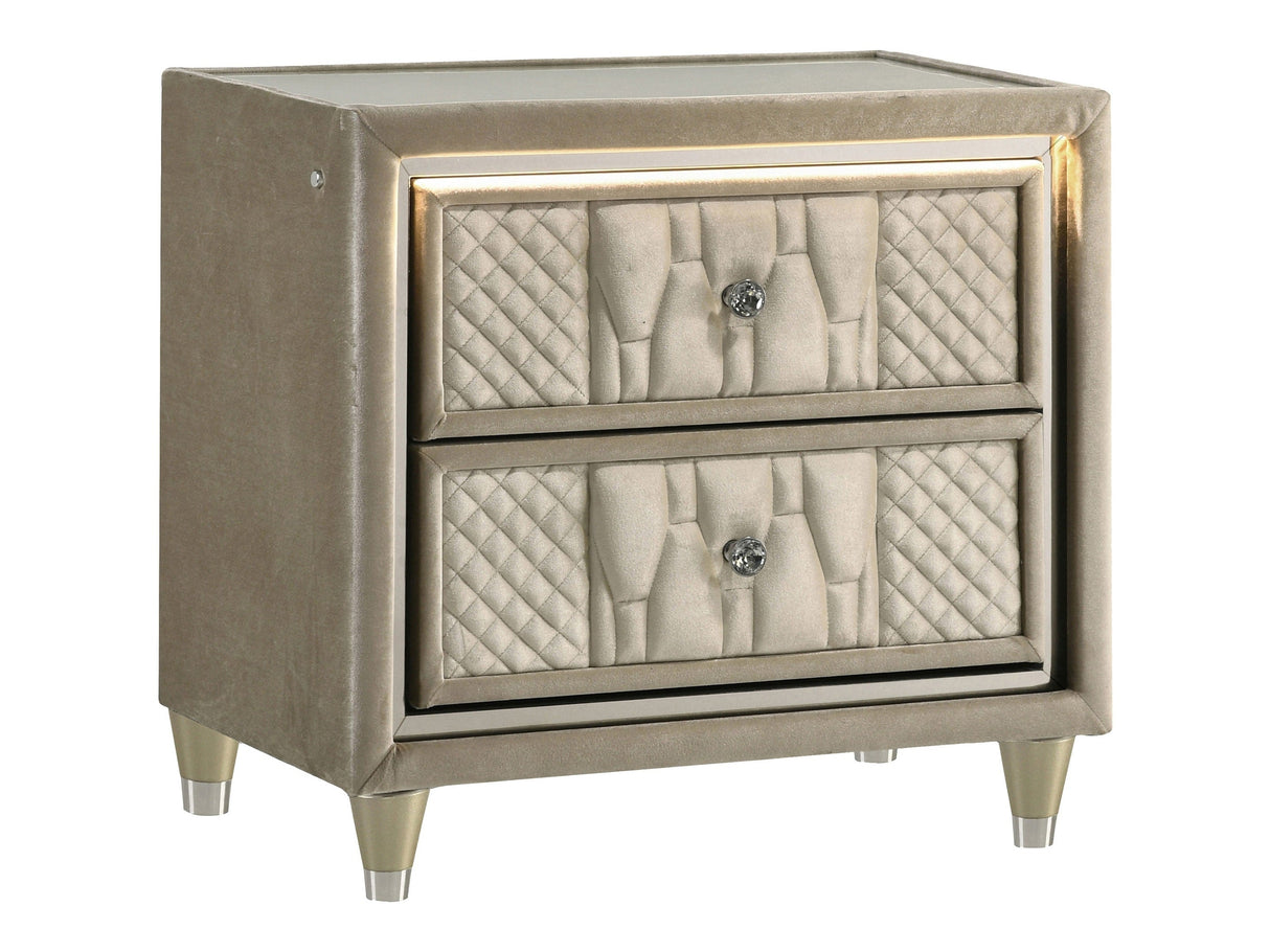 Lorient Ivory/Camel 2-drawer LED Nightstand with USB by Coaster at Eve Furniture