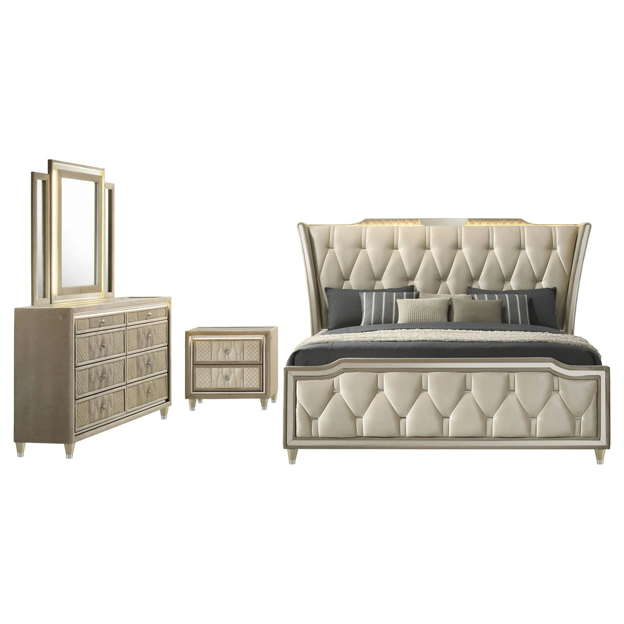 Lorient Ivory/Camel 4-piece Eastern King Bedroom Set by Coaster at Eve Furniture