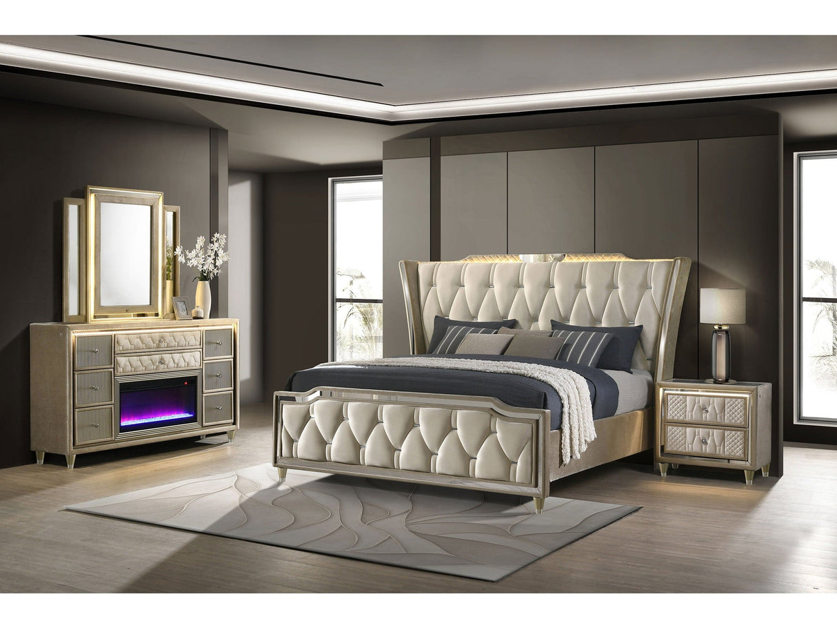 Lorient Ivory/Camel 4-piece Eastern King Bedroom Set by Coaster at Eve Furniture