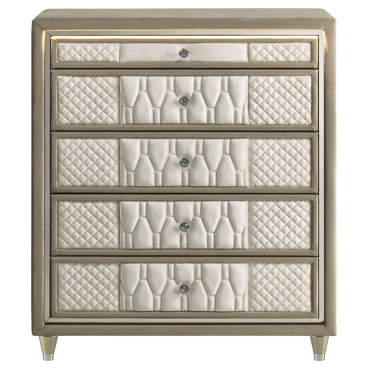 Lorient Ivory/Camel 5-drawer LED Chest of Drawers by Coaster at Eve Furniture