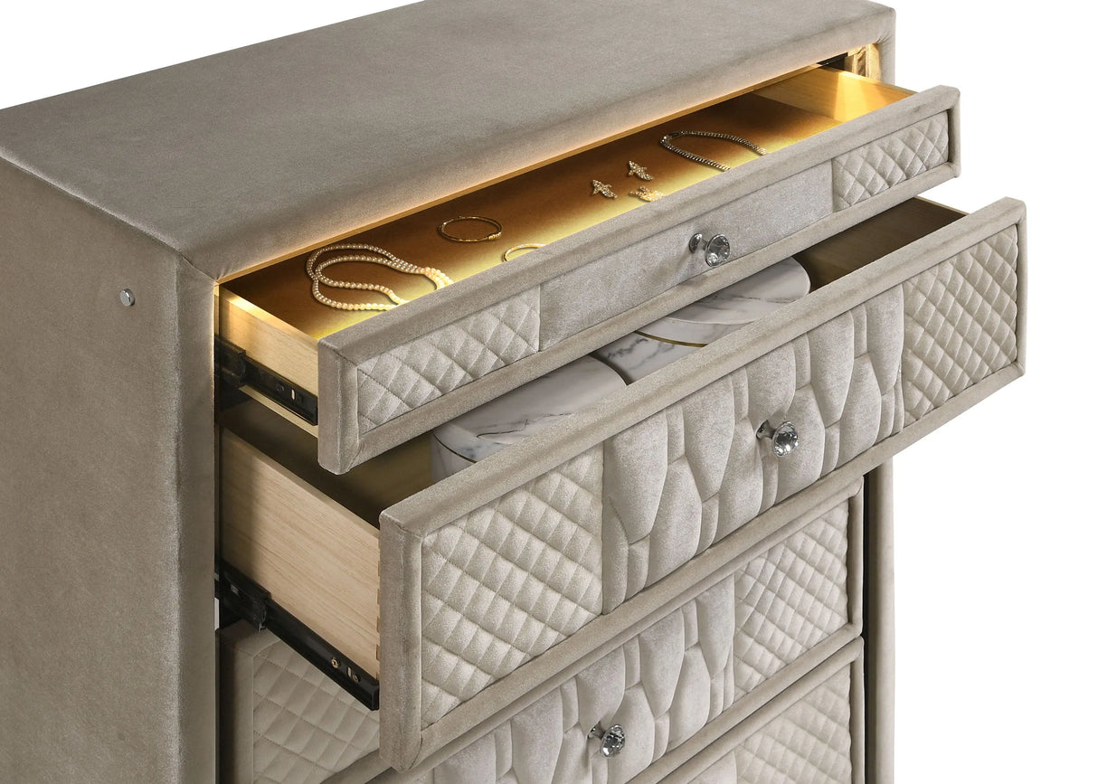 Lorient Ivory/Camel 5-piece Queen Bedroom Set by Coaster at Eve Furniture