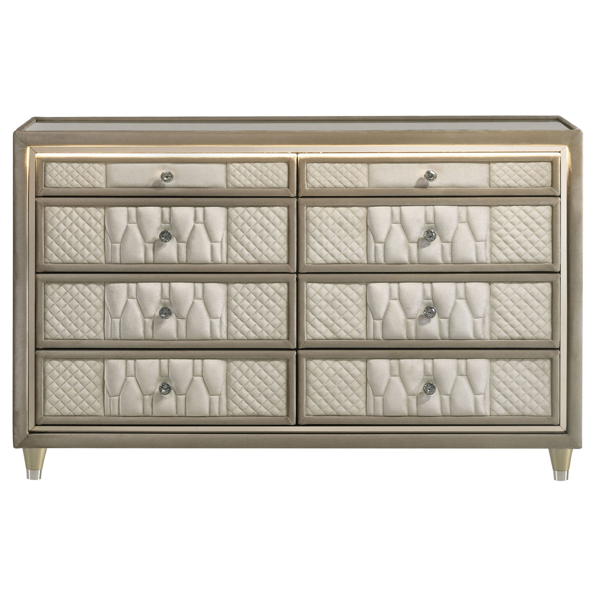Lorient Ivory/Camel 8-drawer LED Bedroom Dresser Cabinet by Coaster at Eve Furniture