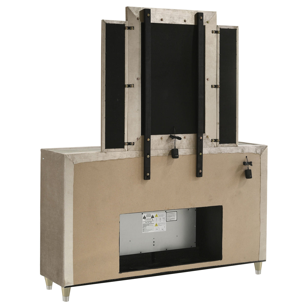 Lorient Ivory/Camel 8-drawer LED Flame Box Dresser and Mirror by Coaster at Eve Furniture