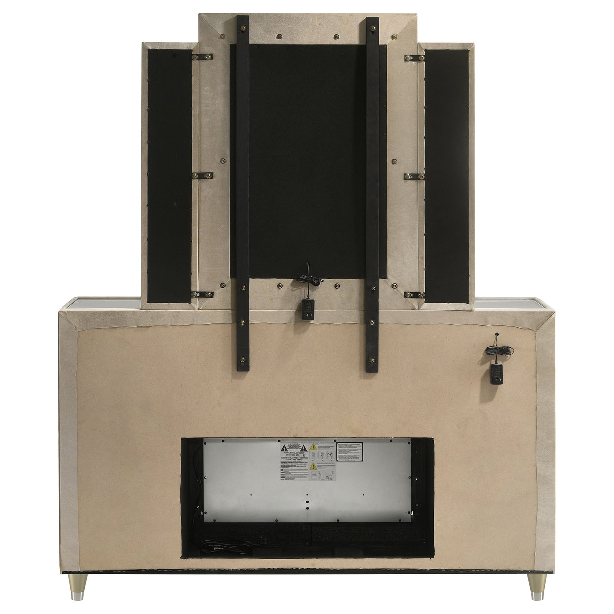 Lorient Ivory/Camel 8-drawer LED Flame Box Dresser and Mirror by Coaster at Eve Furniture