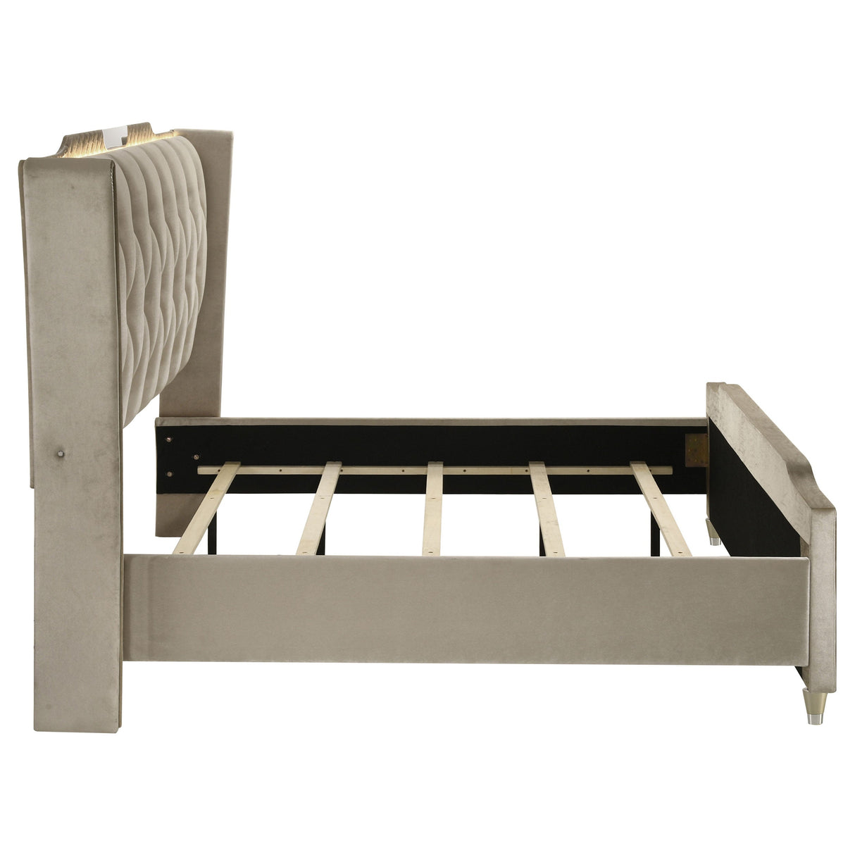 Lorient Ivory/Camel Eastern King LED Upholstered Bed by Coaster at Eve Furniture