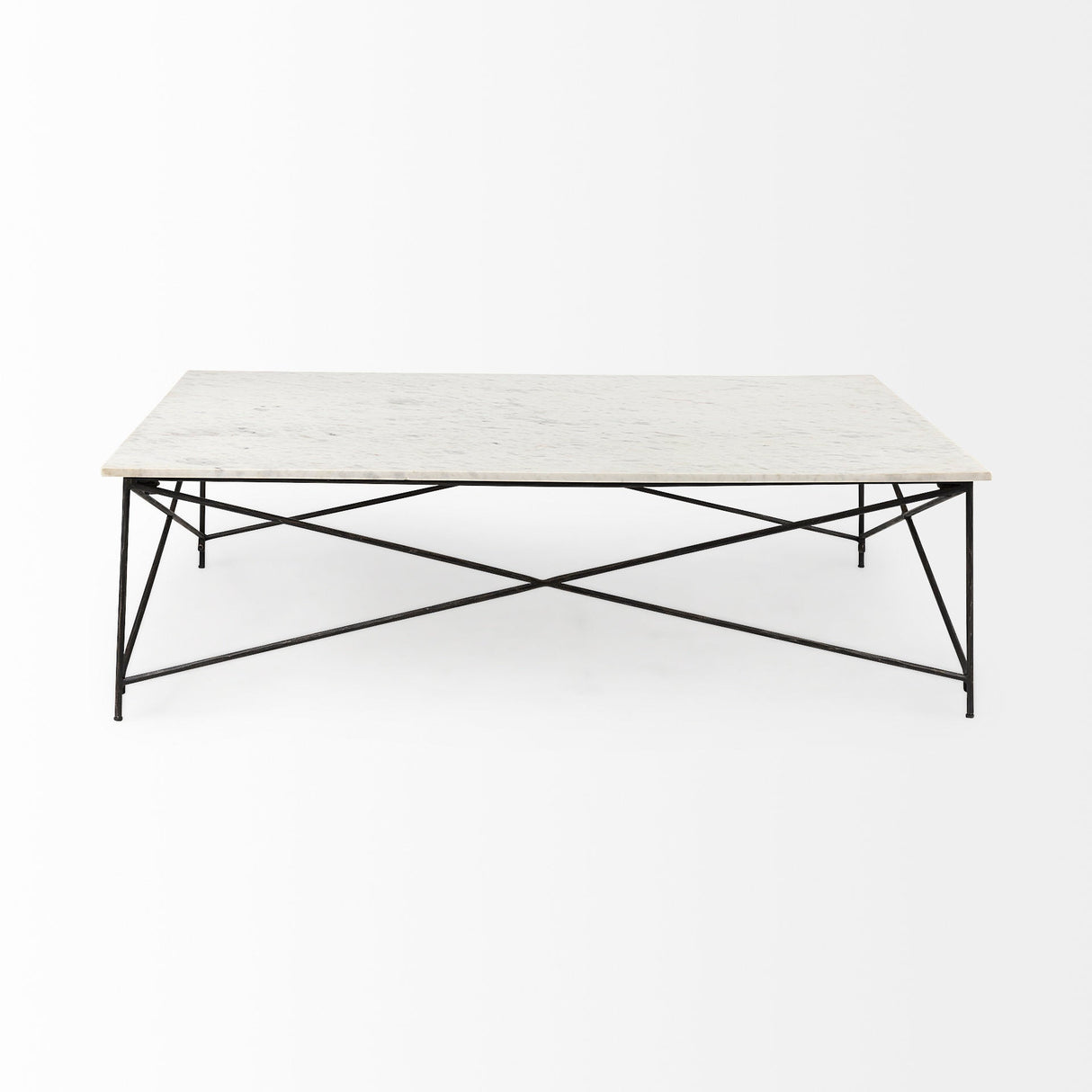 Lorlei I 53.0 X 35.0 X 15.5 White Marble Top W/ X-Shaped Gray Iron Base Coffee Table by Mercana at Eve Furniture