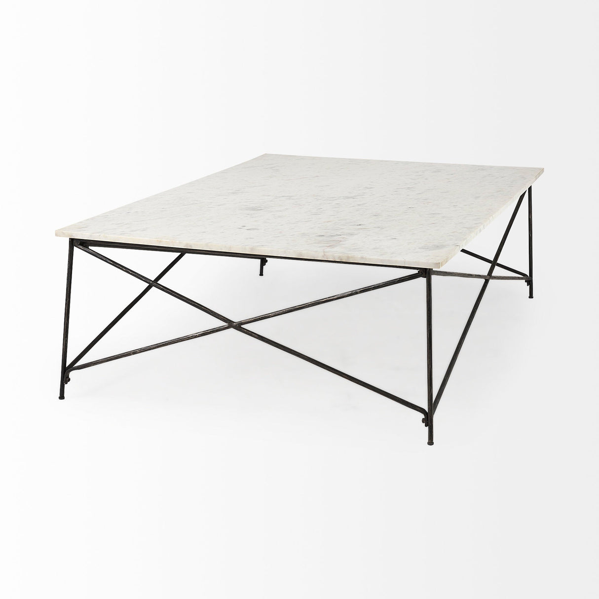 Lorlei I 53.0 X 35.0 X 15.5 White Marble Top W/ X-Shaped Gray Iron Base Coffee Table by Mercana at Eve Furniture