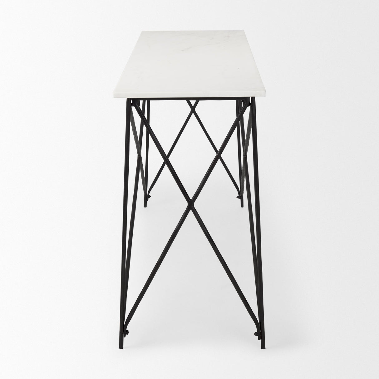 Lorlei Marble Top w/ Gray Iron Base Console Table by Mercana at Eve Furniture