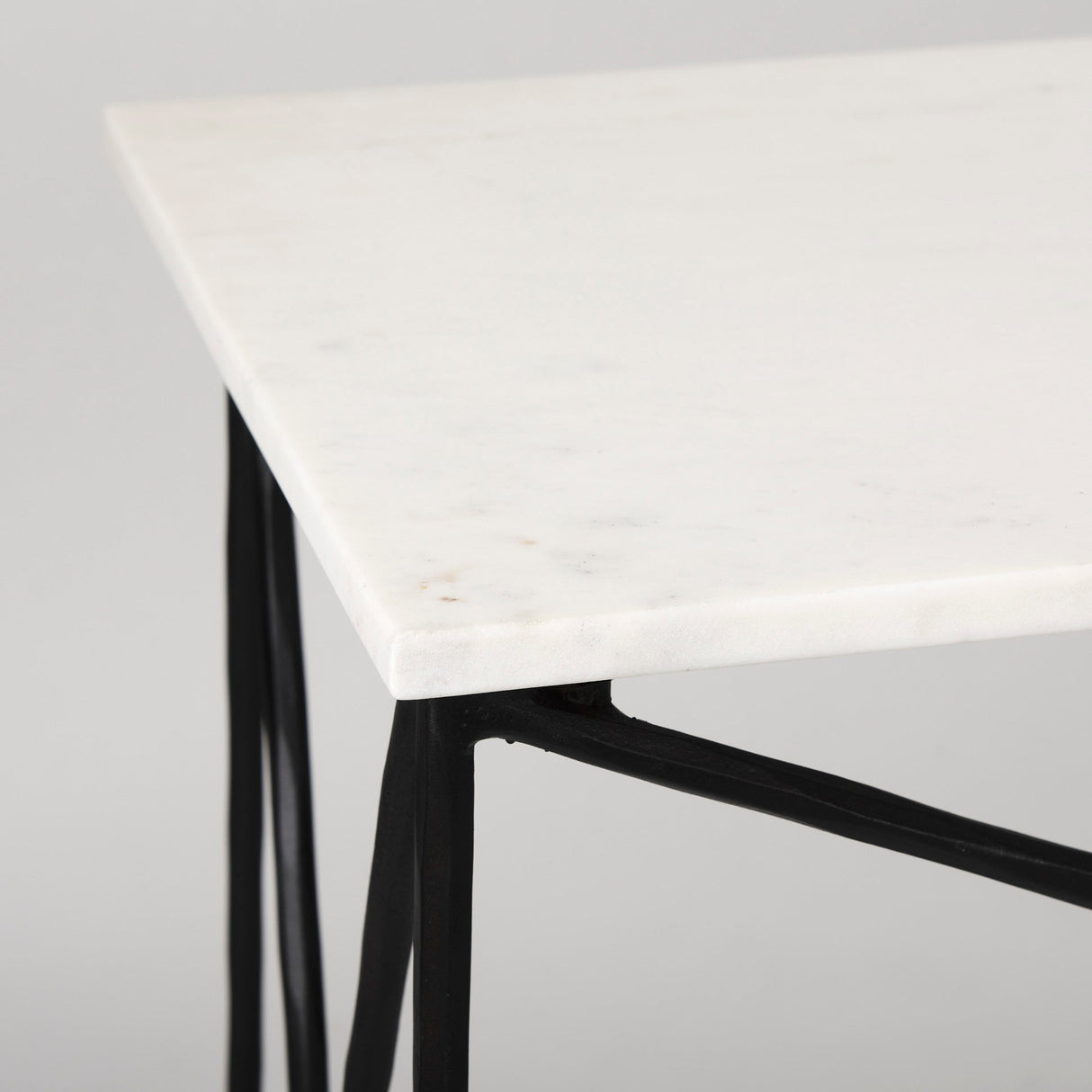 Lorlei Marble Top w/ Gray Iron Base Console Table by Mercana at Eve Furniture
