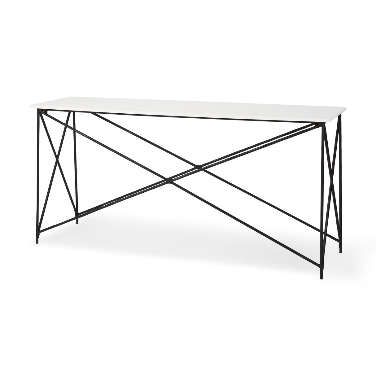 Lorlei Marble Top w/ Gray Iron Base Console Table by Mercana at Eve Furniture